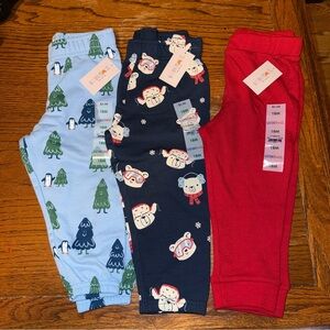 Garanimals Baby Boys Size 18 months New NWT 3 Jogger Pants Penguins Bears Red